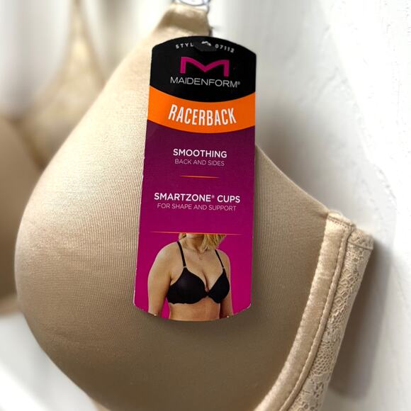 Maidenform Racerback Bra, Lightly Padded Cups, Nude, Size 36D, NWT - Picture 3 of 6